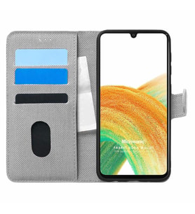 Microsonic Samsung Galaxy A33 5G Kılıf Fabric Book Wallet Gri