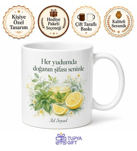 Nane Limon Çayı Temalı Baskılı Kupa Bardak Hediye Porselen Mug