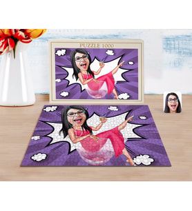 BK Gift Kişiye Özel Kadın Patroniçe Karikatürlü 1000 Parça Profesyonel Puzzle-1