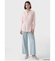 LCW Modest Pembe Pileli Kuşaklı Oversize Kadın Gömlek Tunik