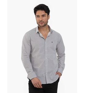 Kahverengi Erkek Slim Fit Pitikare Desenli Brent Yaka Uzun Kol Gömlek