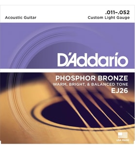 DADDARIO EJ26 AKUSTİK GİTAR TEL SETİ, 11-52, PHOSPHOR BRONZE, CUSTOM LIGHT