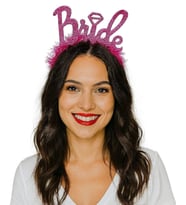 Fuşya Renk Bekarlığa Veda İtalik Yazı Alyanslı Bride Taç