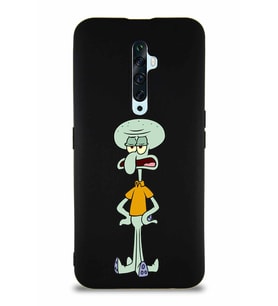 Oppo Reno 2Z Soft Premier Kapak Squidward Dokunaç Tasarımlı Silikon Kılıf - Siyah (Şeffaf)