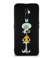 Oppo Reno 2Z Soft Premier Kapak Squidward Dokunaç Tasarımlı Silikon Kılıf - Siyah (Şeffaf)