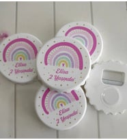 İsme Özel Buton  Açacak Magnet- Doğum Günü Magneti - Gökkuşağı Açacak Magnet