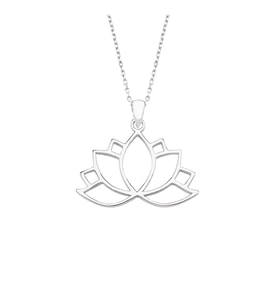 Gümüş Taşsız Lotus Kolye