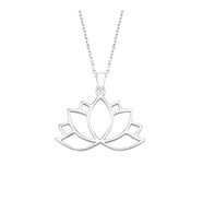 Gümüş Taşsız Lotus Kolye