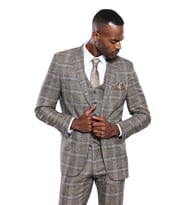 Kareli Slim Fit Bej Erkek Ceket - Wessi (Kahverengi)