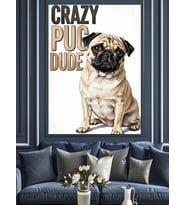 Çılgın PUG Köpek Komik Tasarım Dekoratif Kanvas - Mdf Ahşap Tablo