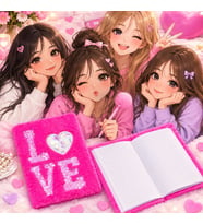Love Tasarımlı Pembe Peluş Günlük Defter Sevgililer Günü Hediyesi
