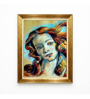 Tablore Botticelli Venüs'ün Doğuşu Mitolojik Kadın Portresi Gold Çerçeveli Sanatsal Kanvas Tablo