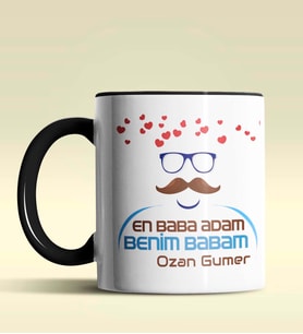 Kişiye Özel En Baba Adam Benim Babam Tasarım Siyah Kupa Bardak (Siyah)