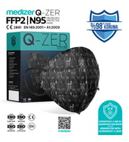 Qzer Siyah Erkek Desenli FFP2 Maske N95 Maske 50 Adet