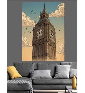 Big Ben İngiliz Mimarlık Saat Kulesi Dekoratif Kanvas - Mdf Ahşap Tablo