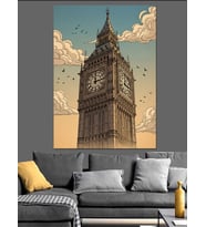 Big Ben İngiliz Mimarlık Saat Kulesi Dekoratif Kanvas - Mdf Ahşap Tablo
