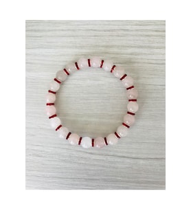 MK TASARIM GERÇEK PEMBE KUVARS TAŞI BİLEKLİK MKT51001 (Çok Renkli)