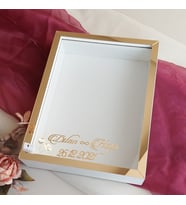 30x40 Cm Fotoğraf Bölümsüz Beyaz-Gold İsimli+Ledli Gül Saklama Kutusu