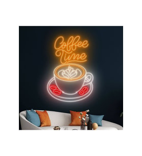 Coffee Time Yazılı ve Şekilli Neon Tabela