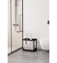 Siyah 2 Katlı 33X40 Ekstra Geniş Düzenleyici Mutfak ve Banyo Rafı Sehpa