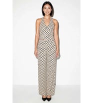 Kadın Kolsuz V Yaka Puantiyeli Crop Top Geniş Paça Takım Rahat Kesim Bubble Dokuma Günlük Modern