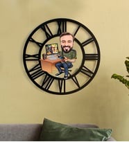 Kişiye Özel Gamer Karikatür 3D Ahşap Mdf Duvar Saati 181