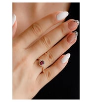 Oval Rhodolite Taşlı Pırlanta Yüzük