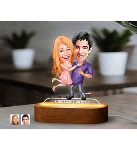BK Gift Kişiye Özel Sevgili Karikatürlü Dekoratif 3D Biblo LED Işıklı Gece Lambası-3, Sevgiliye Hediye, Yıl Dönümü Hediyesi