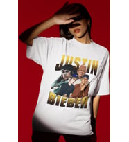 Tasarım Justin Bieber Şarkıcı Baskılı Unisex Oversize Tişört