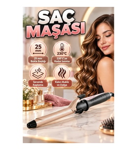 25 mm Seramik Saç Maşası – 230°C Bukle ve Dalga Şekillendirici