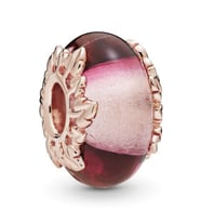 Nur Silver Pembe Murano Camı ve Yaprak Gümüş Charm NUR-CM00405