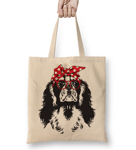 Cavalier King Charles Spaniel Bandana Bez Çanta Uzun Saplı