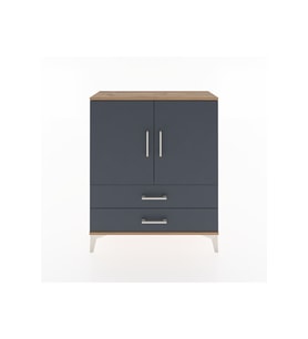 Arges Şifonyer 2 Raflı 2 Çekmeceli 2 Kapaklı 88x30x106 Çam-Antrasit