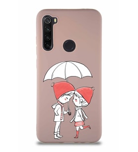 Xiaomi Redmi Note 8 Soft Premier Kapak Aşk Tasarımlı Silikon Kılıf - Pudra (Şeffaf)
