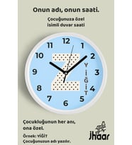 İsme Özel Z Harfi Çocuk Odası Duvar Saati Orta Boy 30 cm Beyaz Camlı Sessiz