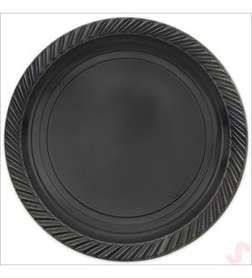 Plastik Tabak, 22cm x 24 Adet - Siyah (STD)
