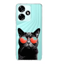 PrintiFy İnfinix Hot 30i ile Uyumlu Kedi 3 Kamera Korumalı Şeffaf Kılıf