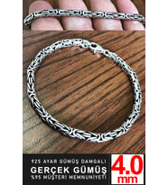 925 Ayar Gümüş Erkek Yuvarlak Kral Zincir Bileklik Künye Erkeğe Hediye msb14 (Lacivert)