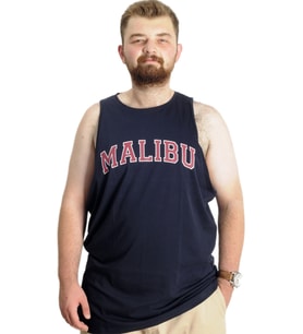 Mode XL Büyük Beden Erkek Tshirt Kolsuz Malibu 22129 Lacivert