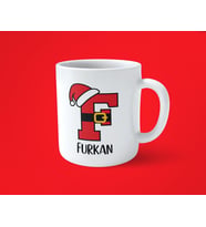Yeni Yıla Özel F harfli İsimli Noel Konseptli Fotoğraflı Kupa Bardak