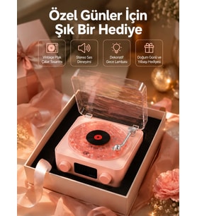 Retro Bluetooth Hoparlör – Yumuşak Gece Lambası ve Saat Göstergeli Yeni Nesil