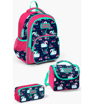 Coral High Kids Neon Mercan Lacivert Kuğu Desenli 3'lü Okul Çanta Seti SET0123402
