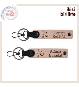 Şirket Çalışanlarına Hediye, Ayyıldız ve Türkiye Desenli Kişisel Anahtarlık Set, Yavru Ağzı-Y Ağzı
