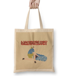 funny Travel gift design lover-Trippin Wanderlust Journey Adventurer Vacation Bez Çanta Uzun Saplı