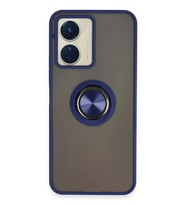Newface Vivo Y16 Kılıf Montreal Yüzüklü Silikon Kapak - Lacivert