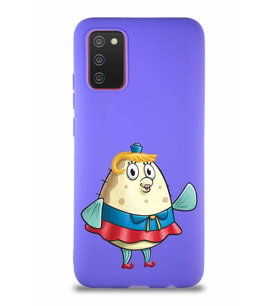 Samsung Galaxy A02S Soft Premier Kapak Bayan Puff Tasarımlı Silikon Kılıf - Mor (Şeffaf)