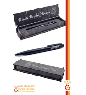Galatasaray Orijinal Lisanslı Premium Metal Tükenmez Kalem Hediyelik Ahşap Kutu (Siyah)