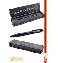 Galatasaray Orijinal Lisanslı Premium Metal Tükenmez Kalem Hediyelik Ahşap Kutu (Siyah)
