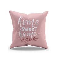 Moud's Çift Tarafı Baskılı Pembe Sweet Home Yazı Desenli Süet Kırlent Kılıfı - PL1104