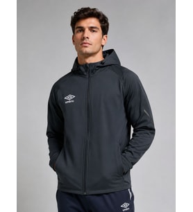 UMBRO Potter Hooded Erkek Siyah Fermuarlı Kapüşonlu Spor Sweatshirt - FC0502